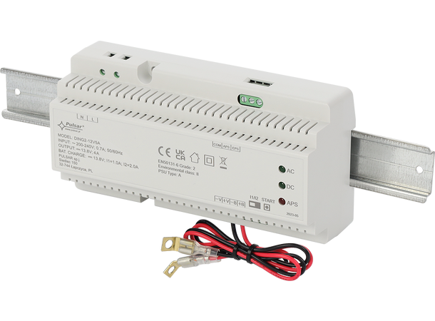 DIN skinne strømforsyning - 2A, 12VDC Pulsar - med batterilader