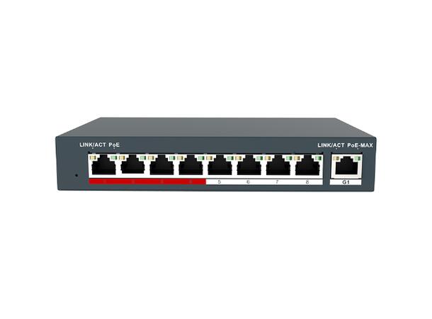 MNG PoE switch, 8+1  porter, 8 PoE - 65W Grundig