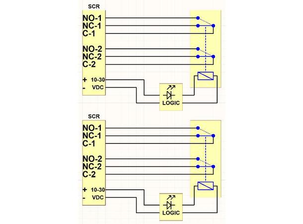 Relémodul 2x2, 10-30VDC, skruterminaler