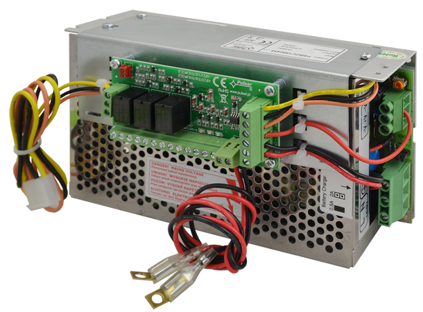 Strømforsyning i skap, 24VDC,5A, DIN plass til 2x7Ah batteri (medfølger ikke)