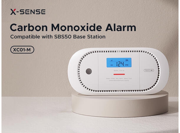 Trådløs CO detektor med display 5  års batteri