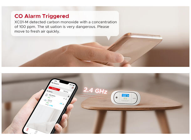 Trådløs CO detektor med display 5  års batteri