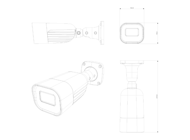 IP HD Bullet 4MP, IP66, 7-22mm, IR, MZ Provision, D/N, 12VDC/PoE, 8,5W