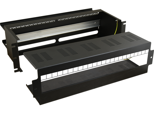 Skap for 19" rack - med DIN skinne 444 x 131 x 162 mm