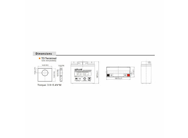 Blybatteri, 12V, 20Ah, 10-12 år