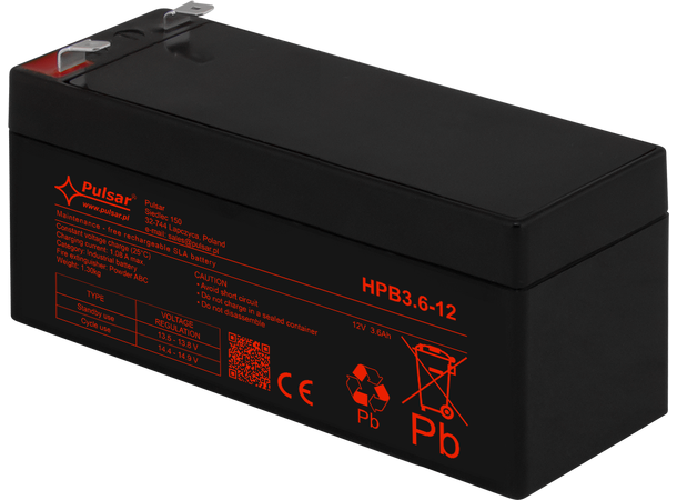 Blybatteri, 12V, 3,6Ah - 5-8 år