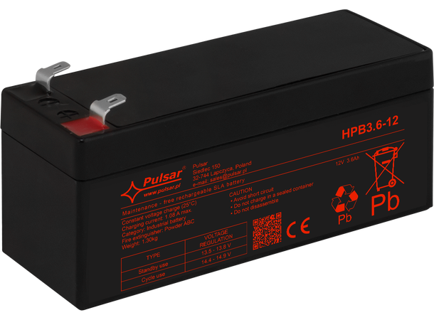 Blybatteri, 12V, 3,6Ah - 5-8 år