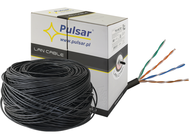 Cat5e, 24AWG nettverkskabel - 305m boks U/UTP, Cu, Fca, utendørs