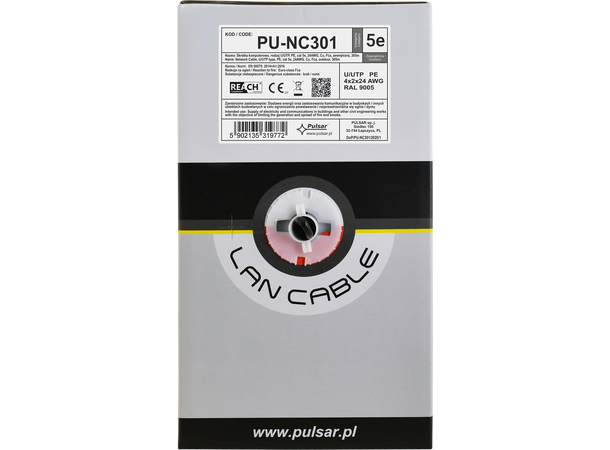 Cat5e, 24AWG nettverkskabel - 305m boks U/UTP, Cu, Fca, utendørs