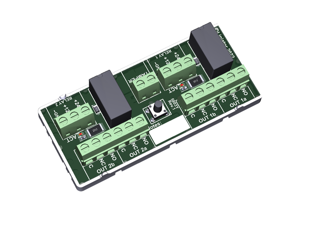 Relémodul 2x2 - 12/24Vdc, skruterminaler med sabotasjebryter