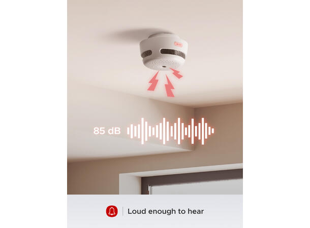 Trådløs optisk røykvarsler 5 års utskiftbart batteri