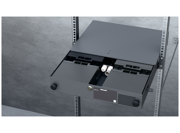 Batteriskap for rackmontering plass til 4x20A batteri (medfølger ikke)