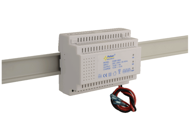 DIN skinne strømforsyning - 5A, 12VDC Pulsar - med batterilader