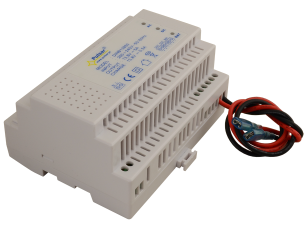 DIN skinne strømforsyning - 5A, 12VDC Pulsar - med batterilader