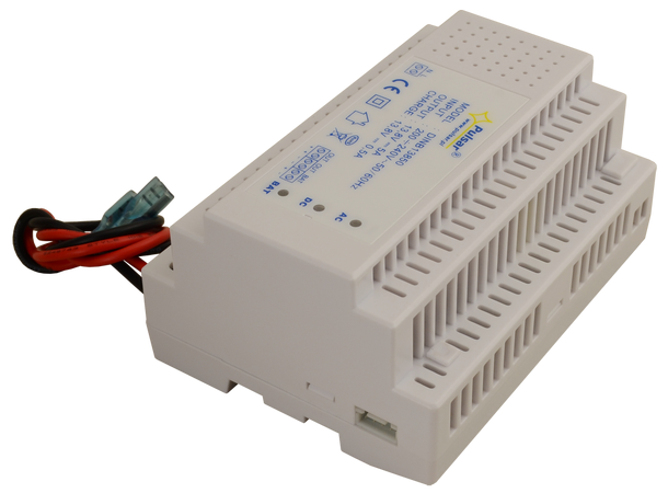 DIN skinne strømforsyning - 5A, 12VDC Pulsar - med batterilader