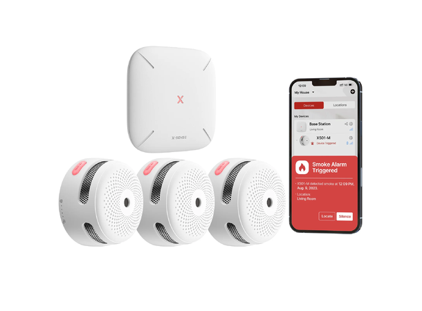 Trådløse røykvarsler med hub - pakke 5 års utskiftbart batteri