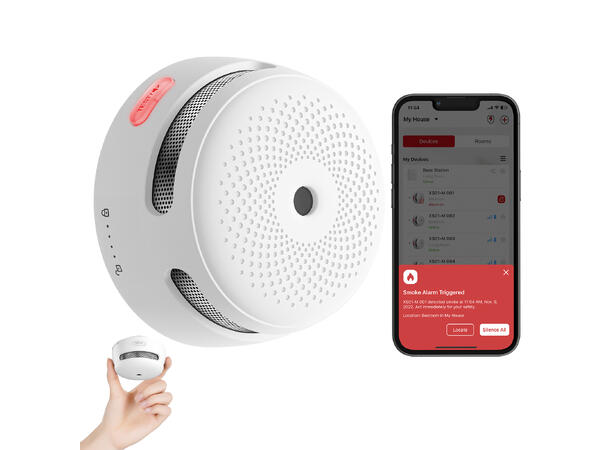 Trådløse røykvarsler med hub - pakke 5 års utskiftbart batteri