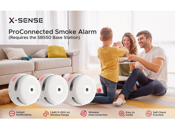 Trådløse røykvarsler med hub - pakke 5 års utskiftbart batteri