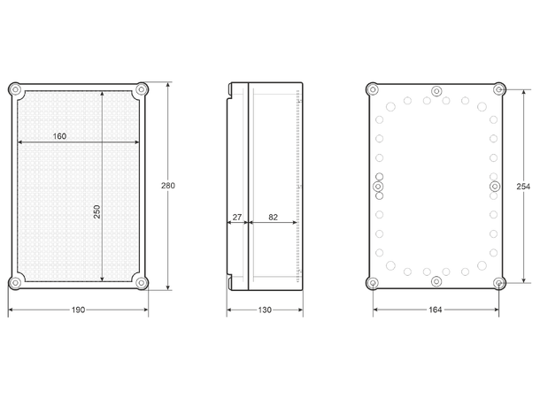 Plastkabinett 280x190x130 - IP66
