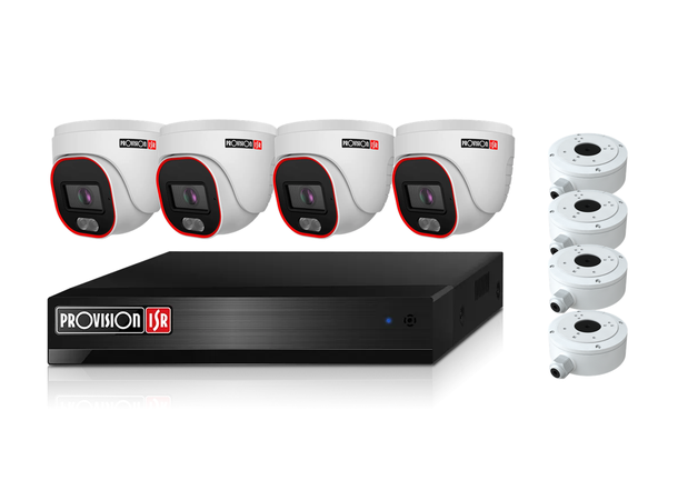 Kamerapakke med 4 domekameraer med bakbokser