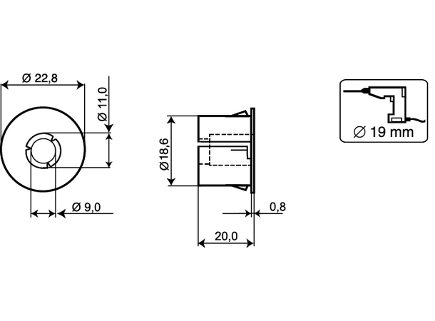 Plastadapter for Alarmtech magnetkontakt for MC340, 346, 347 og 370