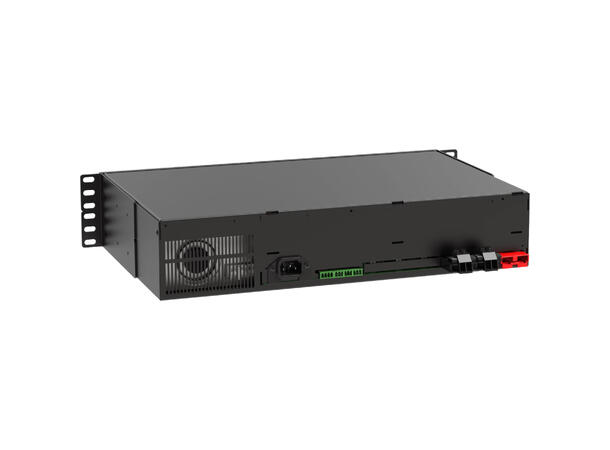 Strømforsyning for rack, 24Vdc, 25A, 2HE plass til 2x20A batteri (medfølger ikke)