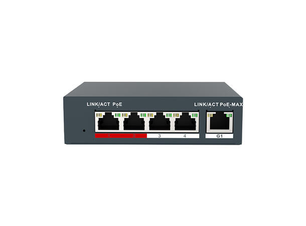 MNG PoE switch, 4+1  porter, 4 PoE - 52W Grundig
