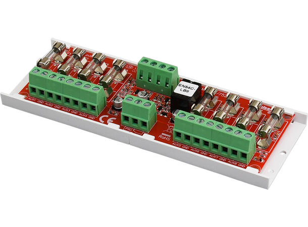 Sikringsmodul for strømskap - 8 kurser 20-30VDC, 8 x 500mA