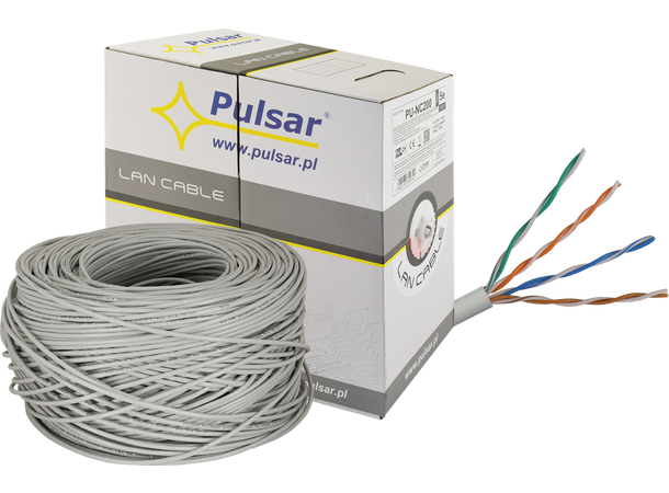 Cat5e, 25AWG nettverkskabel - 305m boks U/UTP, Cu, Eca, innendørs