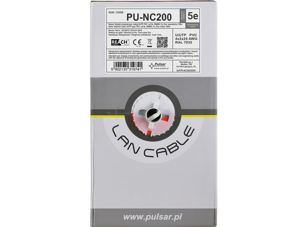 Cat5e, 25AWG nettverkskabel - 305m boks U/UTP, Cu, Eca, innendørs