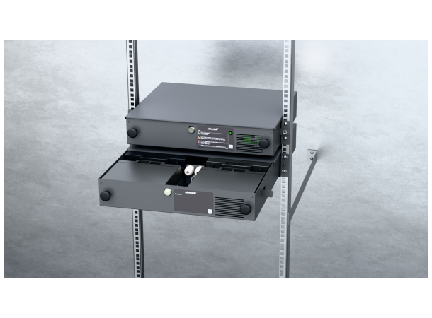 Strømforsyning for rack, 24Vdc, 10A -2HE plass til 2x20A batteri (medfølger ikke)