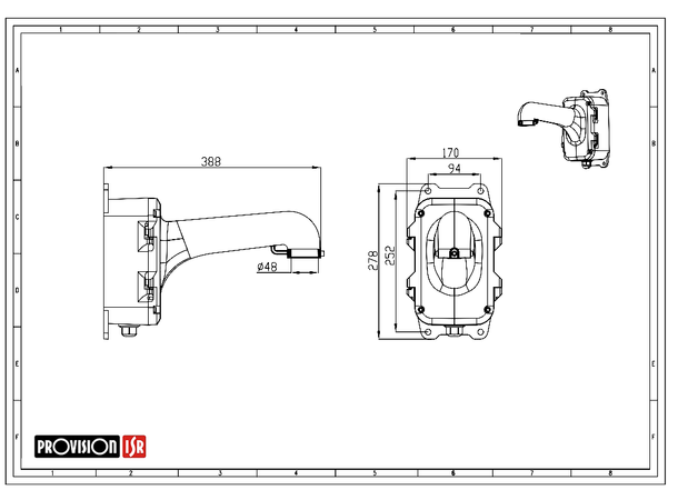 Veggbrakett for Provision PTZ  kamera Provision