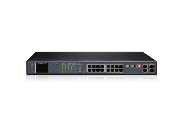 PoE switch, 16 PoE porter, 250 Watt Provision