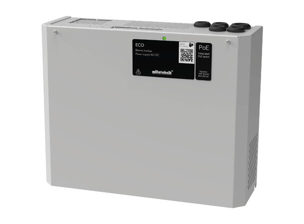 PoE switch med batteribackup - 4 PoE plass til 4x7Ah batteri (medfølger ikke)