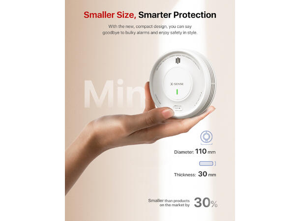 Trådløs optisk røykvarsler 5 års utskiftbart batteri