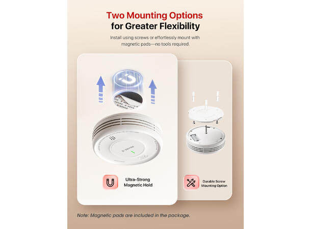 Trådløs optisk røykvarsler 5 års utskiftbart batteri