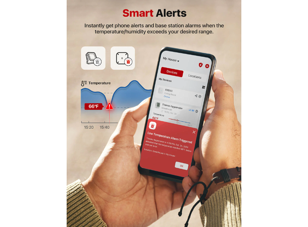 Trådløs temperatur/fuktighetsmåler - 3st