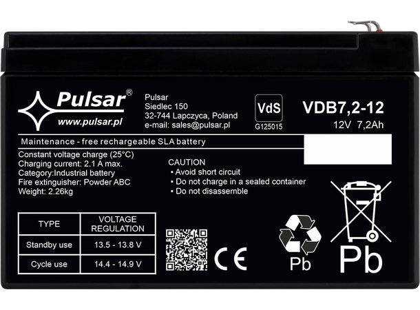 Blybatteri, 12V, 7Ah - 8-10 år