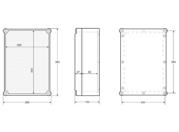 Plastkabinett 380x280x130 - IP66