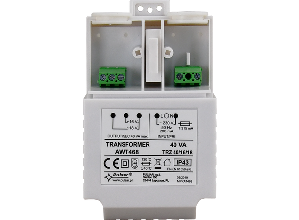 18Vac nettadapter - 40VA for OPU-3