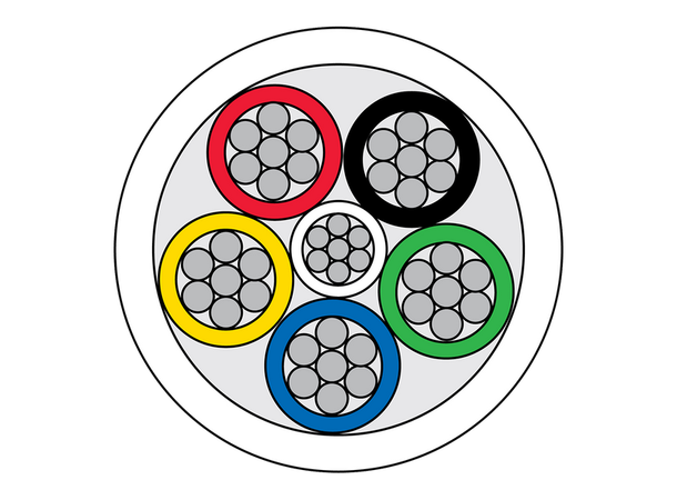 Uskjermet halogenfri alarmkabel, 6 leder 100m rull