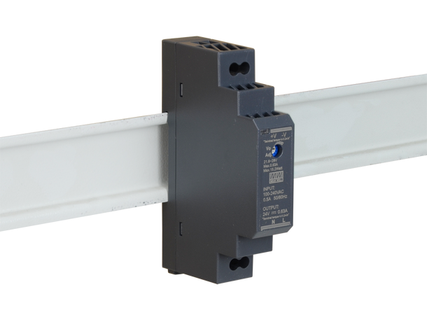 DIN skinne strømforsyning - 0,63A, 24VDC Mean Well