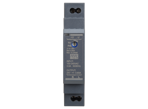 DIN skinne strømforsyning - 0,63A, 24VDC Mean Well