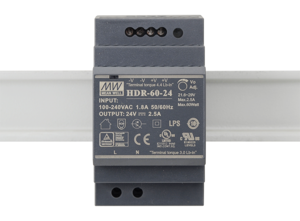 DIN skinne strømforsyning - 3.83A, 24VDC Mean Well