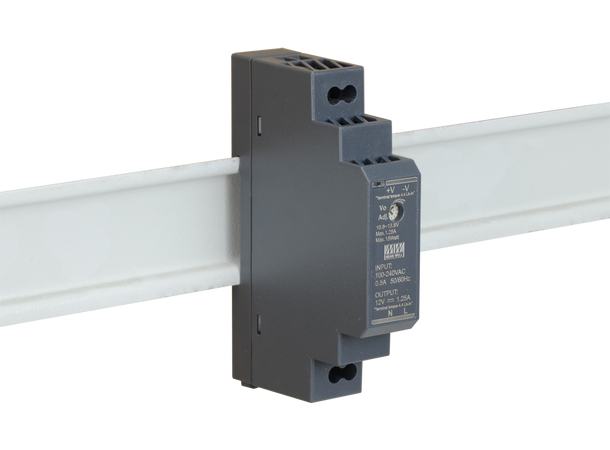 DIN skinne strømforsyning - 1,25A, 12VDC Mean Well