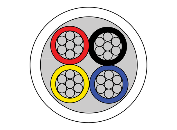 Uskjermet alarmkabel, 4 leder 100m rull