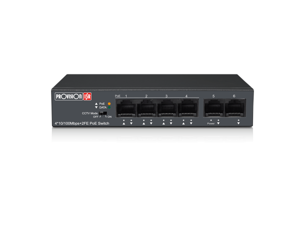 PoE switch, 4+2  porter, 4 PoE - 60W Provision
